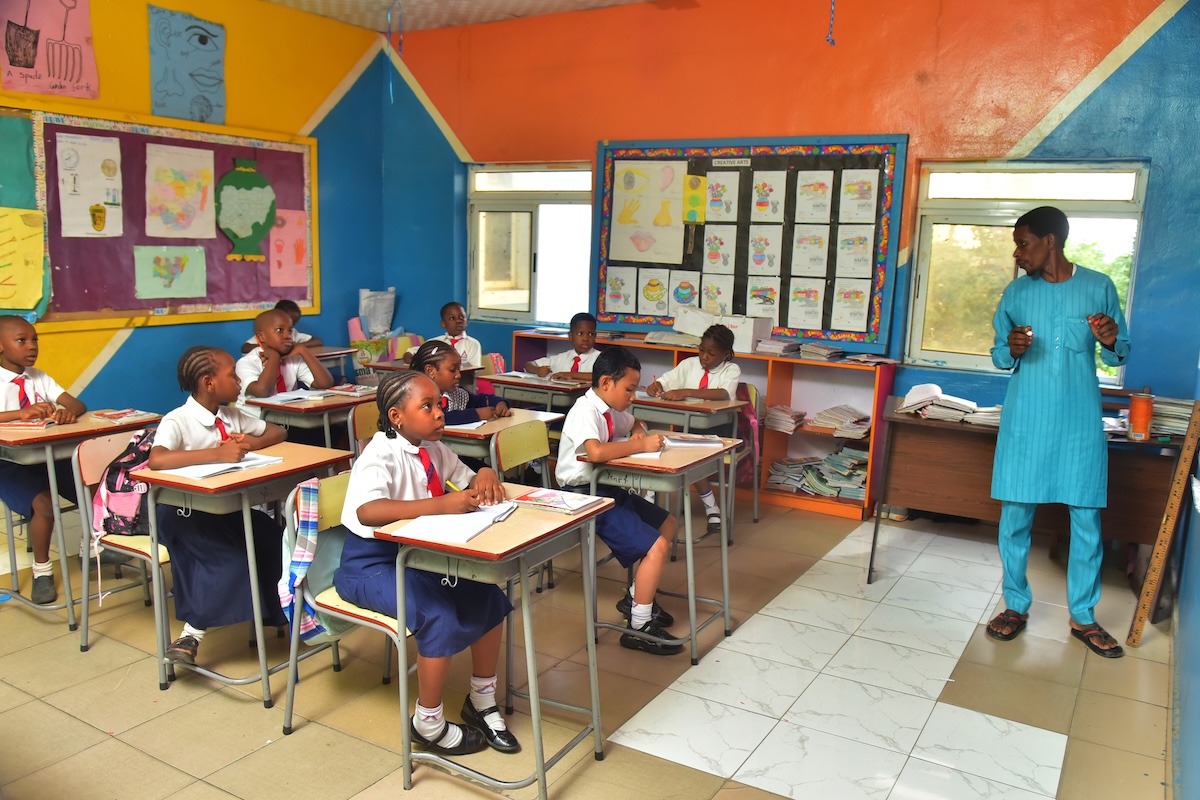 Students learning in a classroom at Euston